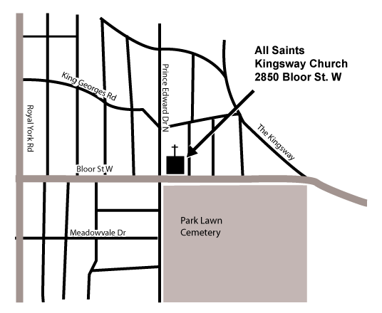 Map to All Saint's Kingsway