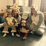 Family dressed up in animal costumes for music class!